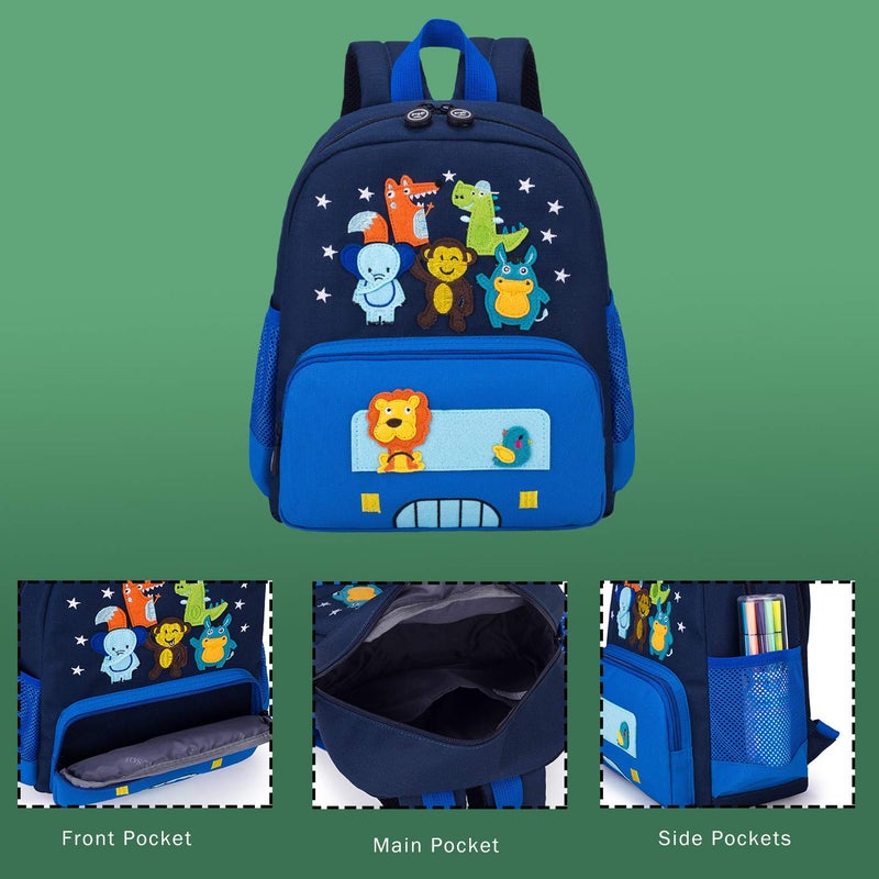willikiva Cute Zoo Little 3d Backpack Kids Backpack for Boys and Girls Toddler Backpack Waterproof Preschool(Blue) - Image 4